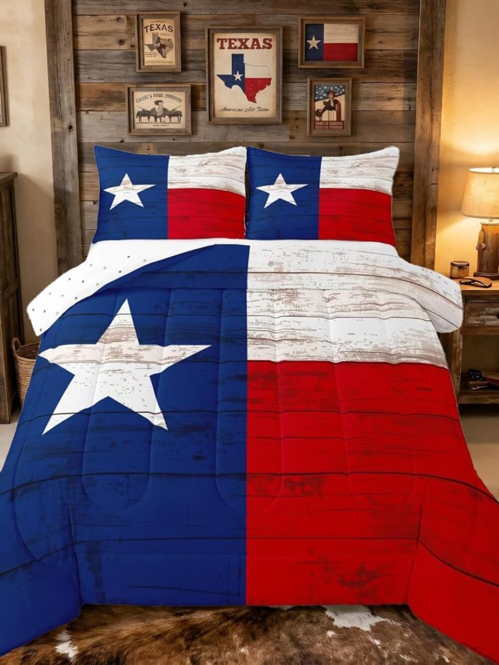 Western Texas Star Bedding Set Retro Vintage American Flag Quilt Cowboys Gifts f